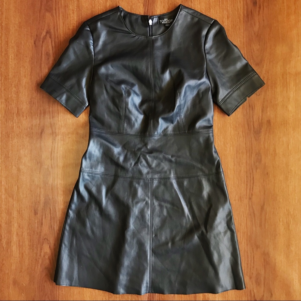 [Topshop] black faux leather dress size 4